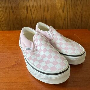 Vans Light Pink Checkered Slip-Ons